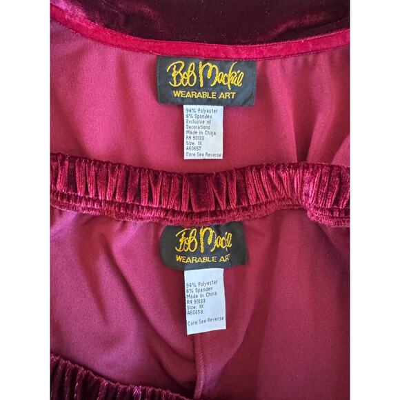 Bob Mackie 2 PC Burgundy Velvet Art Jacket Pants Embroidered Floral Mosaic Sz 1X - Picture 11 of 12